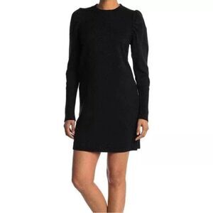 WAYF Black Midi Sweater Dress Puff Sleeve XS